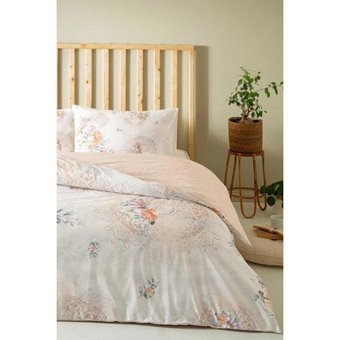 Özdilek Pamuk Polyester Kışlık 200 x 220 cm Çiçekli Çift Kişilik Nevresim Takımı Somon