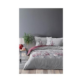 Özdilek Pamuk Kışlık 200 x 220 cm Çiçekli Çift Kişilik Nevresim Takımı Gri