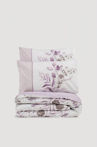 Cotton Box Ranforce Dört Mevsim 200 x 220 cm Çiçekli Çift Kişilik Nevresim Takımı Lila
