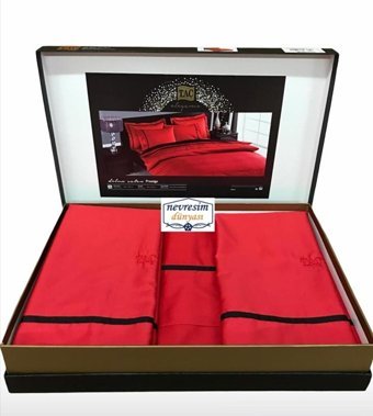 Nevresim Dünyası Saten Dört Mevsim 200 x 220 cm Desenli Çift Kişilik Nevresim Takımı Kırmızı