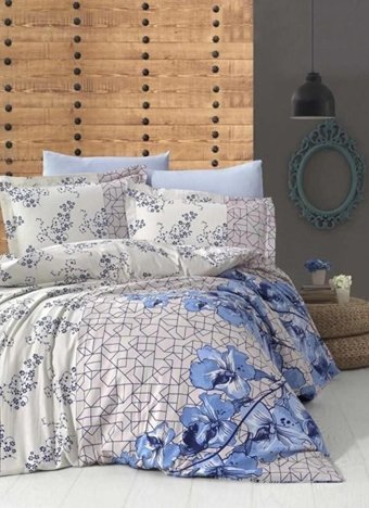 Nevresim Dünyası Pamuk Saten Dört Mevsim 200 x 220 cm Çiçekli Çift Kişilik Nevresim Takımı Bej