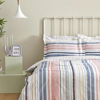 Karaca Home Pamuk Dört Mevsim 200 x 220 cm Çizgili Çift Kişilik Nevresim Takımı Çok Renkli