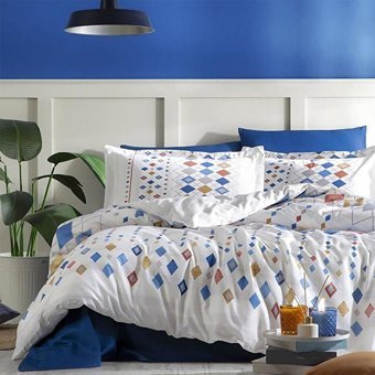 Özdilek Ranforce Kışlık 200 x 220 cm Lastikli Geometrik Çift Kişilik Nevresim Takımı Mavi
