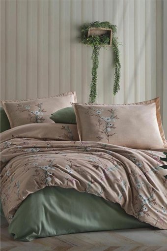 Clasy Saten Kışlık 200 x 220 cm Doğa Çift Kişilik Nevresim Takımı Bej