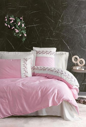 Cotton Box Saten Dört Mevsim 200 x 220 cm Modern Çift Kişilik Nevresim Takımı Pembe
