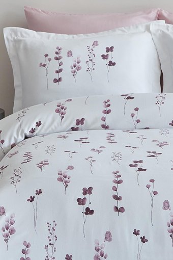 İyi Geceler İstanbul Pamuk Saten Kışlık 200 x 220 cm Çiçekli Çift Kişilik Nevresim Takımı Pembe