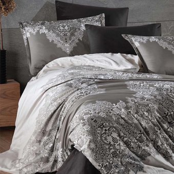 Clasy Saten Kışlık 200 x 220 cm Modern Çift Kişilik Nevresim Takımı Antrasit