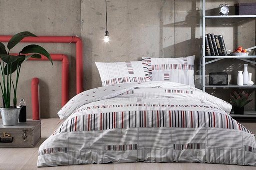 Nevresim Dünyası Ranforce Dört Mevsim 200 x 220 cm Lastikli Genç Çift Kişilik Nevresim Takımı Gri