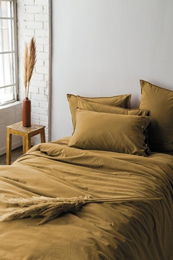 İssimo Home Pamuk Dört Mevsim 240 x 220 cm Düz Çift Kişilik Nevresim Takımı Hardal