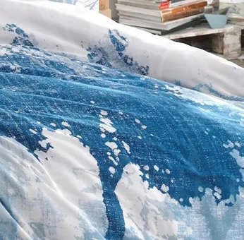 Hobby Saten Dört Mevsim 200 x 220 cm Manzara Çift Kişilik Nevresim Takımı Mavi