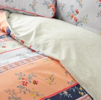 Karaca Home Pamuk Dört Mevsim 200 x 220 cm Çiçekli Çift Kişilik Nevresim Takımı Pudra