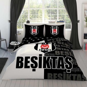 Taç Pamuk Dört Mevsim 200 x 220 cm Lastikli Taraftar Çift Kişilik Nevresim Takımı Siyah