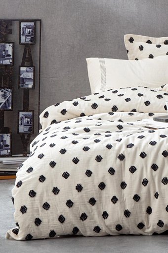 Ecocotton Pamuk Dört Mevsim 200 x 220 cm Modern Çift Kişilik Nevresim Takımı Siyah
