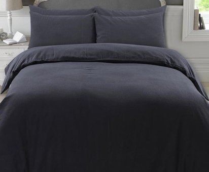 Laliva Pamuk Ranforce Dört Mevsim 200 x 220 cm Düz Çift Kişilik Nevresim Takımı Siyah