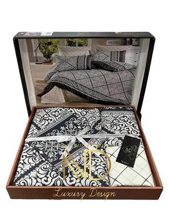 Nevresim Dünyası Ranforce Dört Mevsim 200 x 220 cm Kareli Çift Kişilik Nevresim Takımı Antrasit