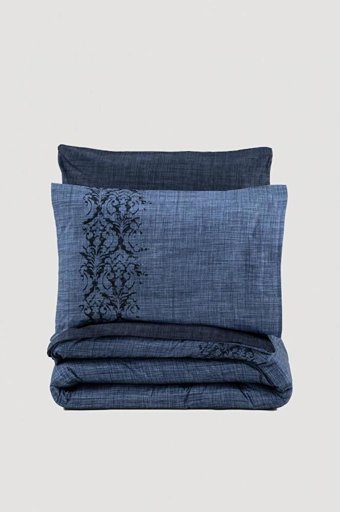 Cotton Box Ranforce Dört Mevsim 200 x 220 cm Bordür Çift Kişilik Nevresim Takımı Mavi