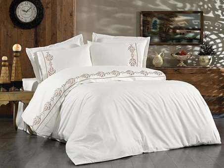 Çeyiz Diyarı Pamuk Polyester Kışlık 200 x 220 cm Düz Çift Kişilik Nevresim Takımı Bej