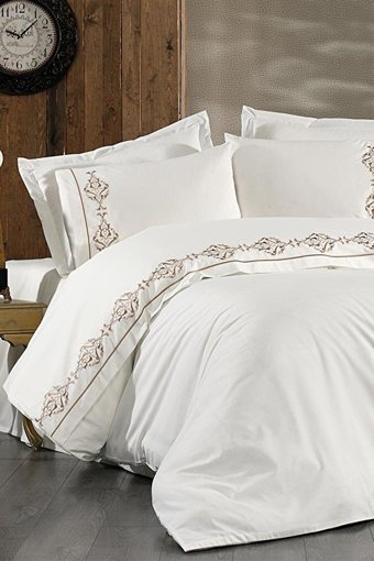 Çeyiz Diyarı Pamuk Polyester Kışlık 200 x 220 cm Düz Çift Kişilik Nevresim Takımı Bej