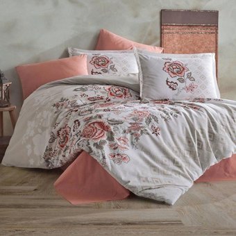 Clasy Ranforce Dört Mevsim 200 x 220 cm Çiçekli Çift Kişilik Nevresim Takımı Kırmızı