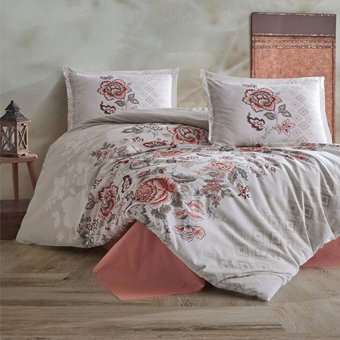 Clasy Ranforce Dört Mevsim 200 x 220 cm Çiçekli Çift Kişilik Nevresim Takımı Kırmızı