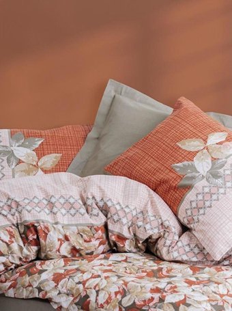 Cotton Box Ranforce Dört Mevsim 200 x 220 cm Yaprak Çift Kişilik Nevresim Takımı Vizon