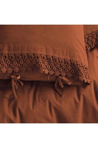 İssimo Home Pamuk Dört Mevsim 200 x 220 cm Düz Çift Kişilik Nevresim Takımı Kiremit