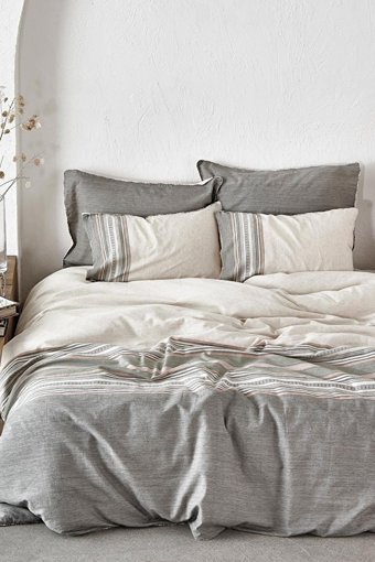 Ecocotton Keten Pamuk Dört Mevsim 200 x 220 cm Modern Çift Kişilik Nevresim Takımı Bej Yeşil