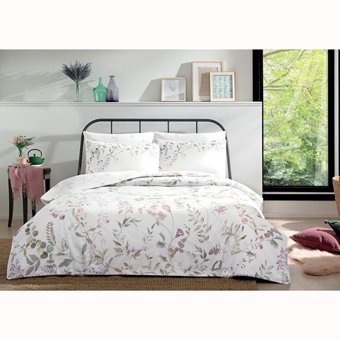 Taç Pamuk Dört Mevsim 200 x 220 cm Çiçekli Çift Kişilik Nevresim Takımı Beyaz