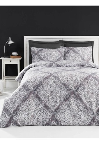 Luxart Pamuk Dört Mevsim 200 x 220 cm Lastikli Osmanlı Çift Kişilik Nevresim Takımı Gri