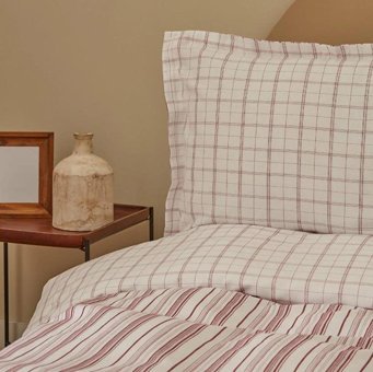 Karaca Home Pamuk Dört Mevsim 200 x 220 cm Çizgili Çift Kişilik Nevresim Takımı Bordo
