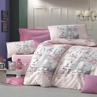 Komfort Home Ranforce Dört Mevsim 200 x 220 cm Yazılı Çift Kişilik Nevresim Takımı Pembe