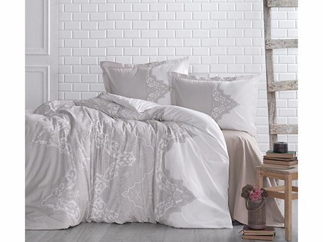 Nevresim Dünyası Ranforce Dört Mevsim 200 x 220 cm Şal Desen Çift Kişilik Nevresim Takımı Açık Kahverengi