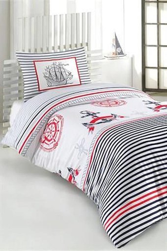 T.Concept Pamuk Polyester Dört Mevsim 200 x 220 cm Çizgili Çift Kişilik Nevresim Takımı Beyaz Siyah