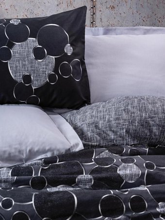Nevresim Dünyası Pamuk Dört Mevsim 200 x 220 cm Modern Çift Kişilik Nevresim Takımı Gri Siyah
