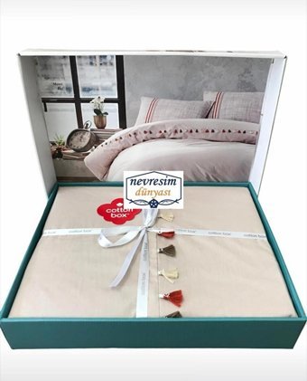 Nevresim Dünyası Pamuk Dört Mevsim 200 x 220 cm Düz Çift Kişilik Nevresim Takımı Bej