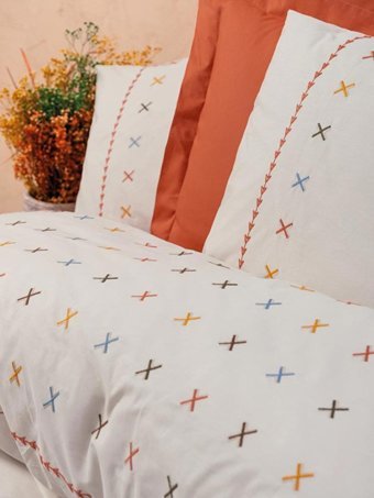 Cotton Box Ranforce Dört Mevsim 200 x 220 cm Modern Çift Kişilik Nevresim Takımı Turuncu