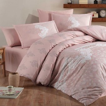 Clasy Ranforce Dört Mevsim 200 x 220 cm Şal Desen Çift Kişilik Nevresim Takımı Pudra