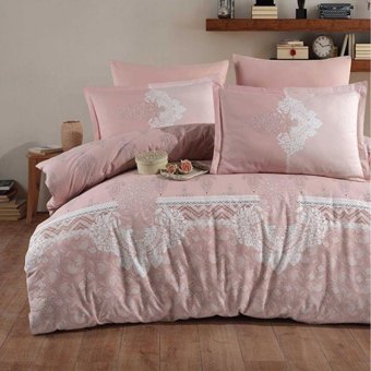 Clasy Ranforce Dört Mevsim 200 x 220 cm Şal Desen Çift Kişilik Nevresim Takımı Pudra