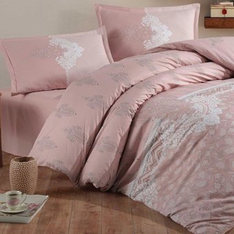 Clasy Ranforce Dört Mevsim 200 x 220 cm Şal Desen Çift Kişilik Nevresim Takımı Pudra