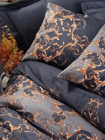 Cotton Box Saten Dört Mevsim 200 x 220 cm Osmanlı Çift Kişilik Nevresim Takımı Lacivert
