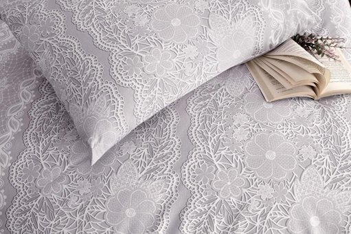Altınbaşak Pamuk Dört Mevsim 200 x 220 cm Etnik Çift Kişilik Nevresim Takımı Gri