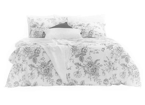 Makiteks Pamuk Dört Mevsim 200 x 220 cm Çiçekli Çift Kişilik Nevresim Takımı Gri