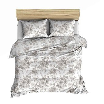 Makiteks Pamuk Dört Mevsim 200 x 220 cm Çiçekli Çift Kişilik Nevresim Takımı Gri