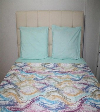More Home Pamuk Dört Mevsim 200 x 220 cm Lastikli Çizgili Çift Kişilik Nevresim Takımı Yeşil