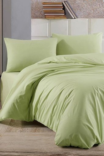 Çeyiz Diyarı Ranforce Dört Mevsim 200 x 220 cm Düz Çift Kişilik Nevresim Takımı Yeşil