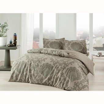 Taç Saten Dört Mevsim 200 x 220 cm Desenli Çift Kişilik Nevresim Takımı Yeşil