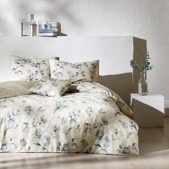 Taç Ranforce Kışlık 200 x 220 cm Çiçekli Çift Kişilik Nevresim Takımı Mavi