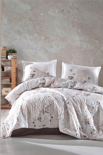 Clasy Ranforce Dört Mevsim 200 x 220 cm Yaprak Çift Kişilik Nevresim Takımı Kahverengi