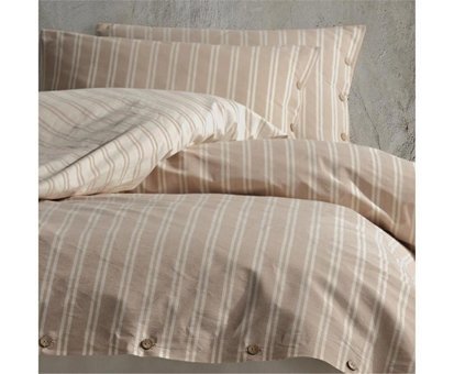 Nevresim Dünyası Pamuk Dört Mevsim 200 x 220 cm Çizgili Çift Kişilik Nevresim Takımı Bej