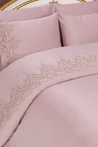 Çeyiz Diyarı Pamuk Dört Mevsim 200 x 225 cm Etnik Çift Kişilik Nevresim Takımı Pudra